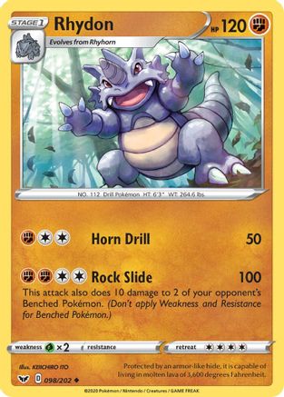 SWSH01: Sword & Shield Base Set Rhydon #098