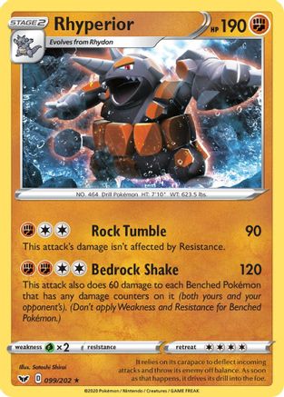 SWSH01: Sword & Shield Base Set Rhyperior #099