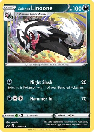 SWSH01: Sword & Shield Base Set Galarian Linoone #118