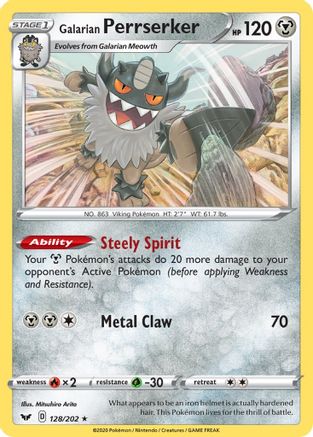 SWSH01: Sword & Shield Base Set Galarian Perrserker #128