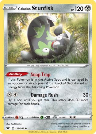 SWSH01: Sword & Shield Base Set Galarian Stunfisk #132