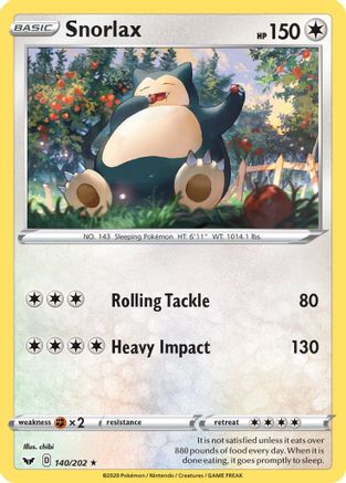 SWSH01: Sword & Shield Base Set Snorlax #140
