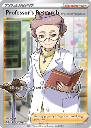 Pokemon Card  PROFESSOR'S RESEARCH  Holo Rare TRAINER  178/202 SWORD & SHIELD *M 