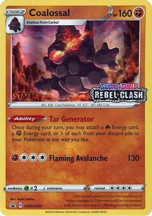 SWSH: Sword & Shield Promo Cards Coalossal - SWSH024 (Prerelease) [Staff] #SWSH024