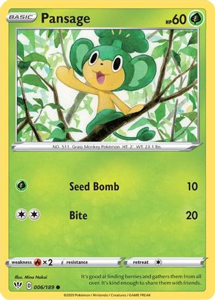 SWSH03: Darkness Ablaze Pansage #006