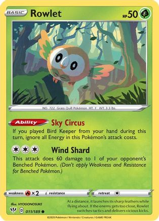 SWSH03: Darkness Ablaze Rowlet #011