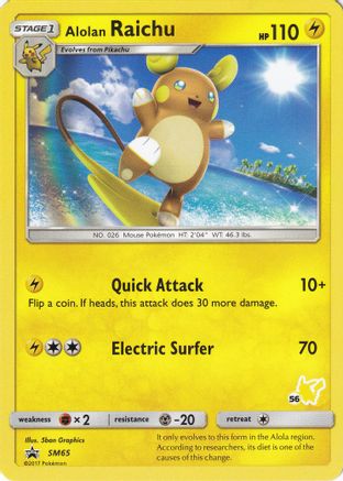 Alolan Raichu SM65 Sun & Moon Promo Pikachu Stamped Pokemon Card MINT 