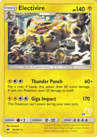 Battle Academy Electivire - 43/147 (#53 Pikachu Stamped) #043