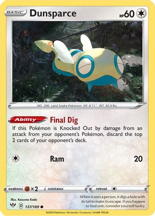 SWSH03: Darkness Ablaze Dunsparce #137