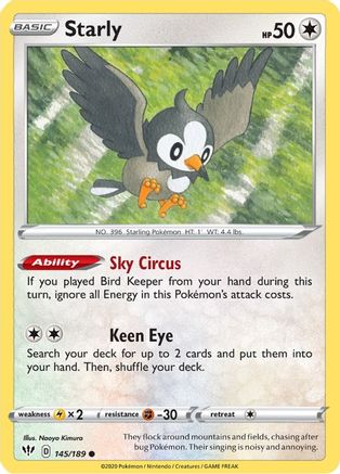 SWSH03: Darkness Ablaze Starly #145