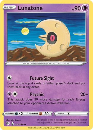SWSH03: Darkness Ablaze Lunatone #072