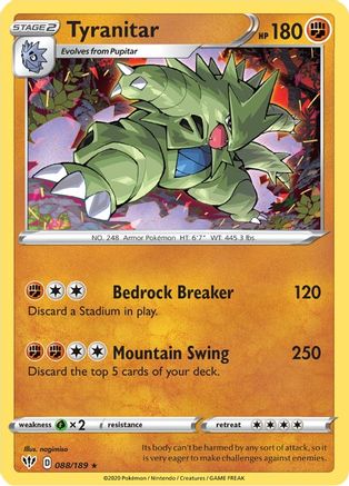 SWSH03: Darkness Ablaze Tyranitar #088