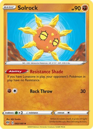 SWSH03: Darkness Ablaze Solrock #092