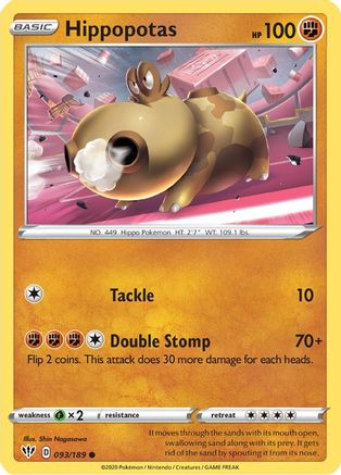 SWSH03: Darkness Ablaze Hippopotas #093