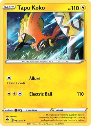 Deck Exclusives Tapu Koko - 061/189 (Prerelease Kit Exclusive) #061
