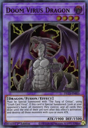 Bonus Yugioh Doom Virus Dragon Fusion 3 Card Set Crush Virus Fang of Critias 
