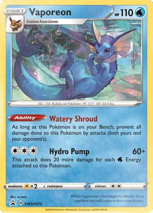 SWSH: Sword & Shield Promo Cards Vaporeon #SWSH072