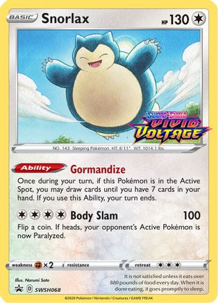 SWSH: Sword & Shield Promo Cards Snorlax - SWSH068 (Prerelease) #SWSH068
