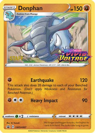 SWSH: Sword & Shield Promo Cards Donphan - SWSH067 (Prerelease) [Staff] #SWSH067