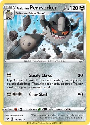 SWSH04: Vivid Voltage Galarian Perrserker #113