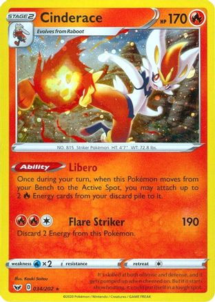 Miscellaneous Cards & Products Cinderace - 034/202 (Cosmos Holo) #034