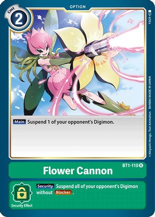 DIGIMON CARD GAME FLOWER CANNON OPTION GREEN BT1-110 R ENGLISH VERSION 
