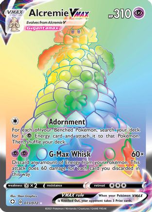 S23 Pokemon Alcremie Vmax Rainbow Shining Fates 073/72 Fresh Pull Mint Full Art 