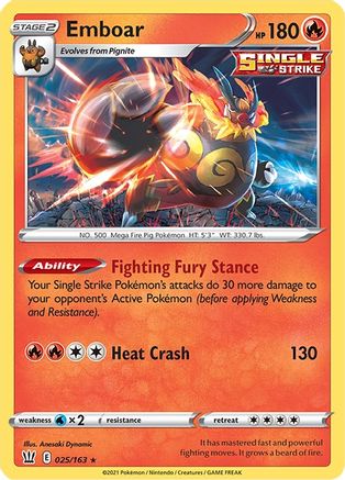 SWSH05: Battle Styles Emboar #025