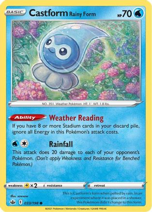 SWSH06: Chilling Reign Castform Rainy Form #033