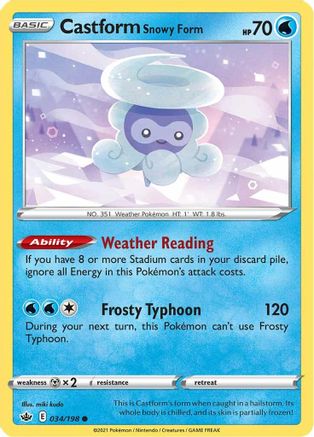 SWSH06: Chilling Reign Castform Snowy Form #034