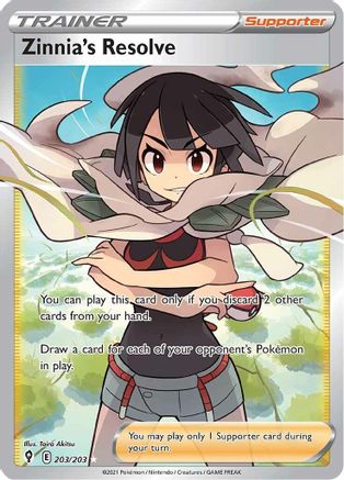 SWSH07: Evolving Skies Zinnia's Resolve (Full Art) #203