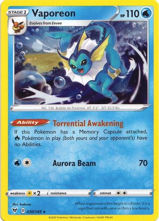 Miscellaneous Cards & Products Vaporeon - 030/185 (Cosmos Holo) #030