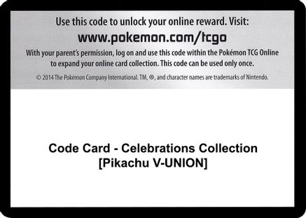Code Card - Celebrations Collection [Pikachu V-UNION]  Celebrations Pokémon card