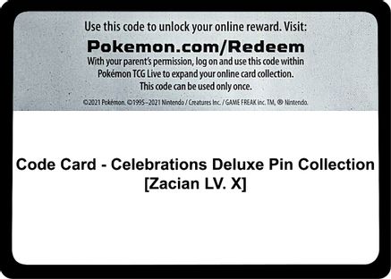 Code Card - Celebrations Deluxe Pin Collection [Zacian LV. X]  Celebrations Pokémon card