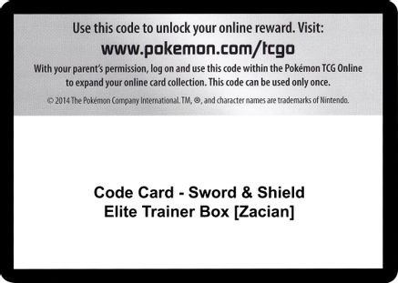 Code Card - Sword & Shield Elite Trainer Box [Zacian]  Sword & Shield Pokémon card