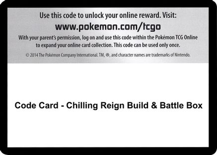 Code Card - Chilling Reign Build & Battle Box  Chilling Reign Pokémon card