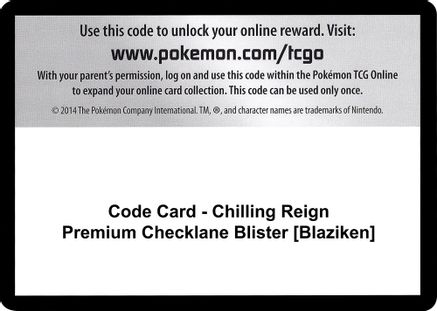 Code Card - Chilling Reign Premium Checklane Blister [Blaziken]  Chilling Reign Pokémon card