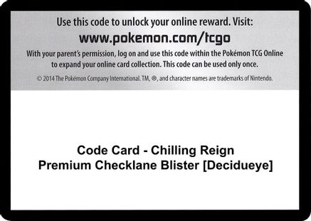 Code Card - Chilling Reign Premium Checklane Blister [Decidueye]  Chilling Reign Pokémon card