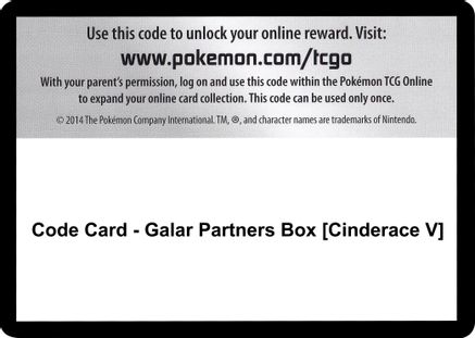 Code Card - Galar Partners Box [Cinderace V]  Sword & Shield Pokémon card