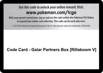 Code Card - Galar Partners Box [Rillaboom V]  Sword & Shield Pokémon card