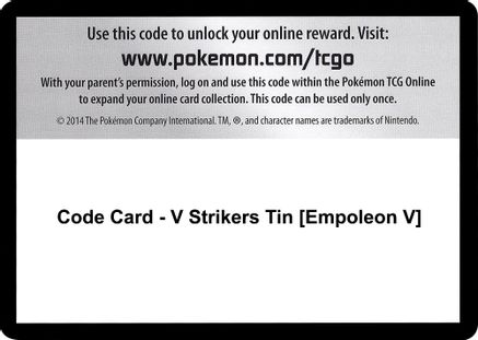 Code Card - V Strikers Tin [Empoleon V]  Battle Styles Pokémon card