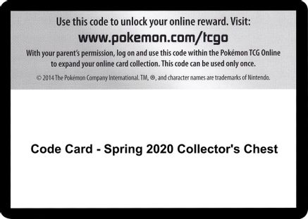 Code Card - Spring 2020 Collector's Chest  Sword & Shield Pokémon card