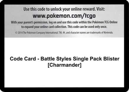 Code Card - Battle Styles Single Pack Blister [Charmander]  Battle Styles Pokémon card