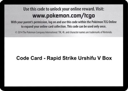 Code Card - Rapid Strike Urshifu V Box  Battle Styles Pokémon card