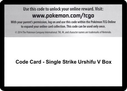 Code Card - Single Strike Urshifu V Box  Battle Styles Pokémon card