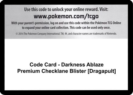 Code Card - Darkness Ablaze Premium Checklane Blister [Dragapult]  Darkness Ablaze Pokémon card