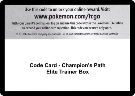 Code Card - Champion's Path Elite Trainer Box  Champion's Path Pokémon card
