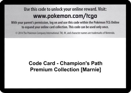 Code Card - Champion's Path Premium Collection [Marnie]  Champion's Path Pokémon card