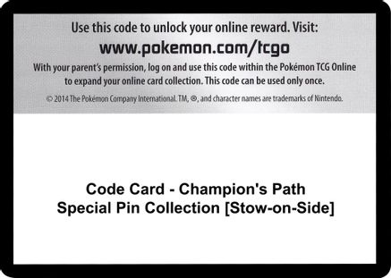 Code Card - Champion's Path Special Pin Collection [Stow-on-Side]  Champion's Path Pokémon card