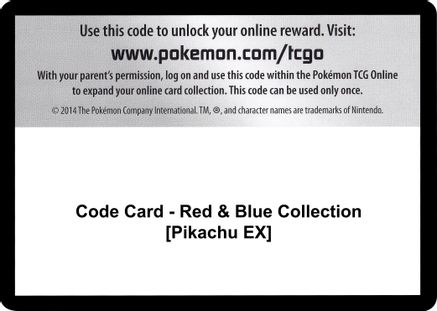 Code Card - Red & Blue Collection [Pikachu EX]  Generations Pokémon card